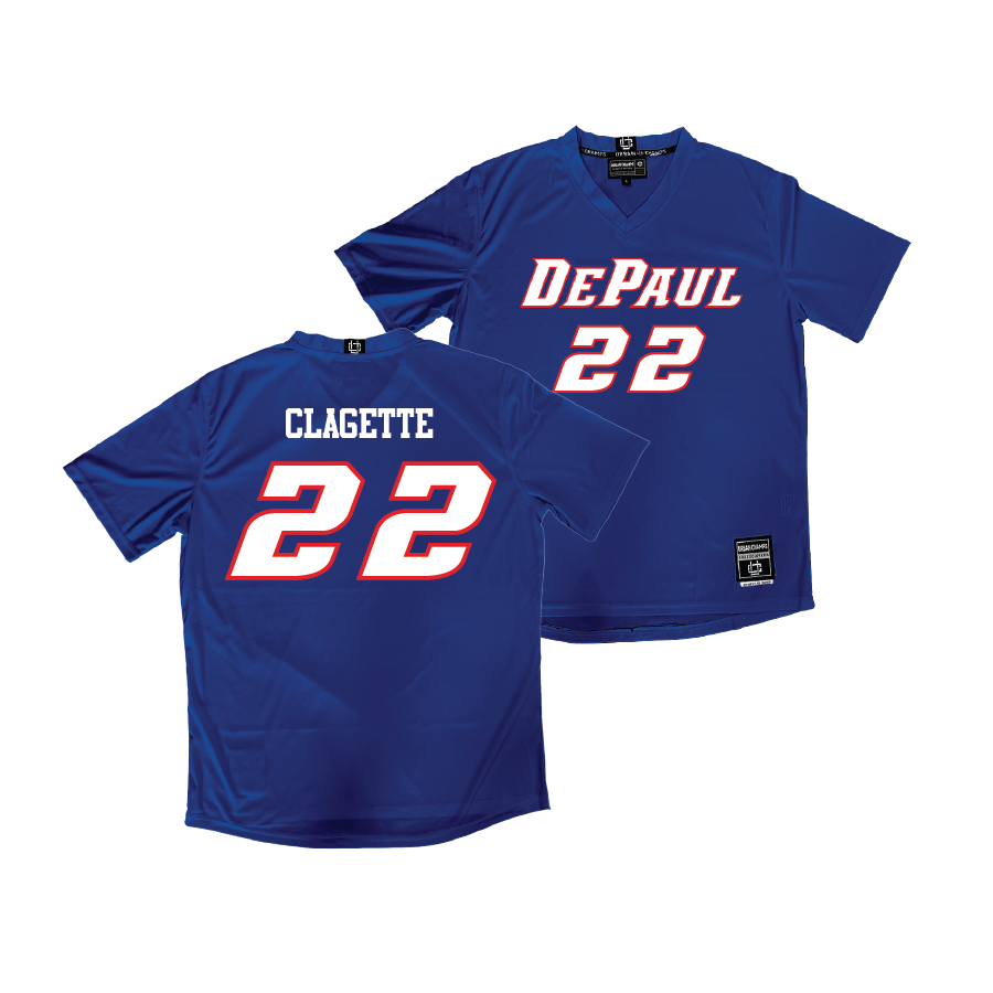 DePaul Men's Soccer Navy Blue Jersey - Jordan Clagette | #22