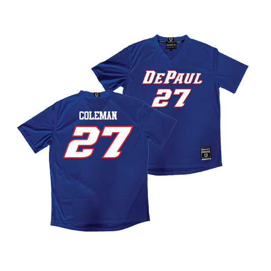 DePaul Men's Soccer Navy Blue Jersey - Izaiah Coleman | #27