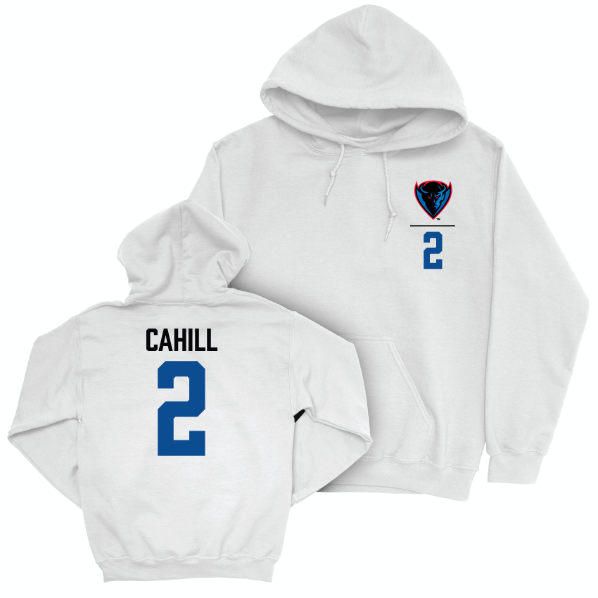 DePaul Women's Volleyball White Logo Hoodie - Abby Cahill | #2 Youth Small