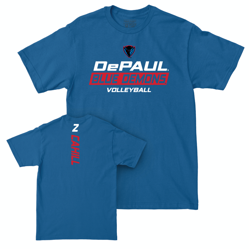 DePaul Women's Volleyball Royal Rush Tee - Abby Cahill | #2 Youth Small