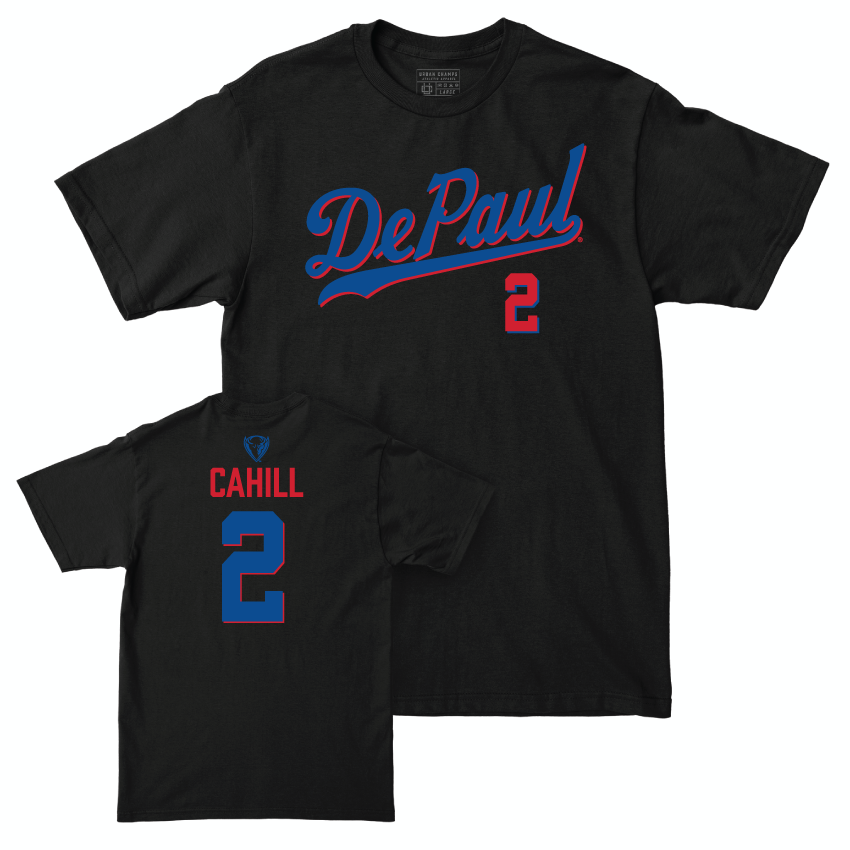 DePaul Women's Volleyball Black Script Tee - Abby Cahill | #2 Youth Small