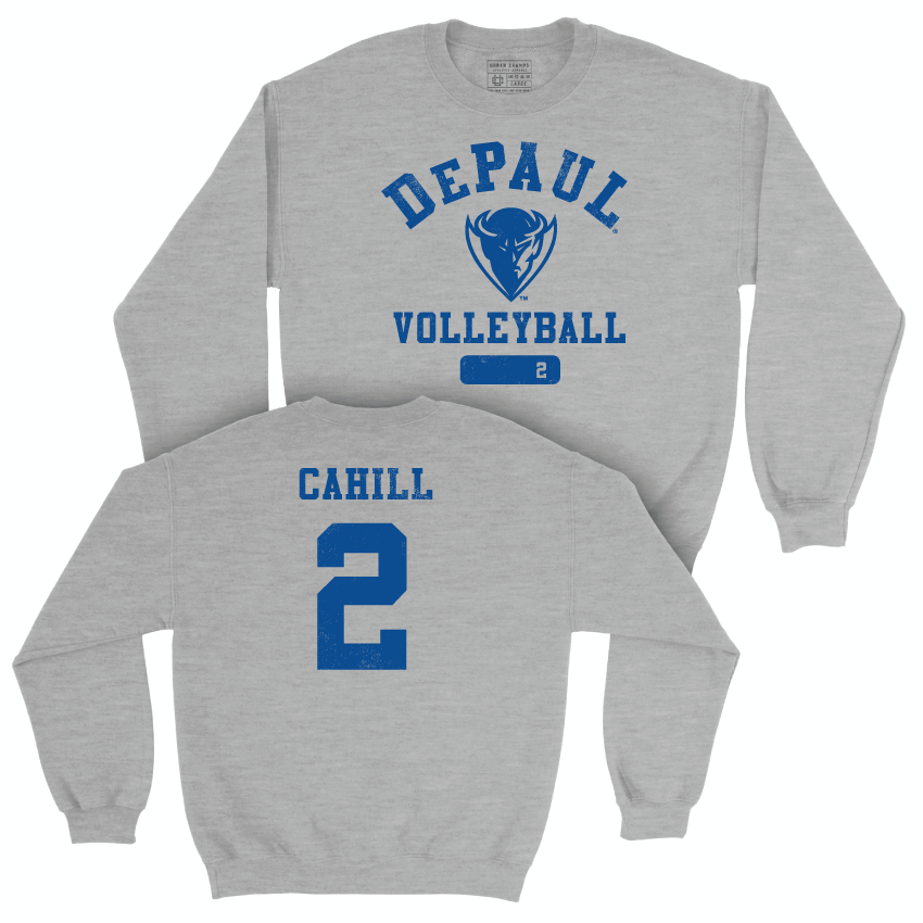 DePaul Women's Volleyball Sport Grey Varsity Crew - Abby Cahill | #2 Youth Small