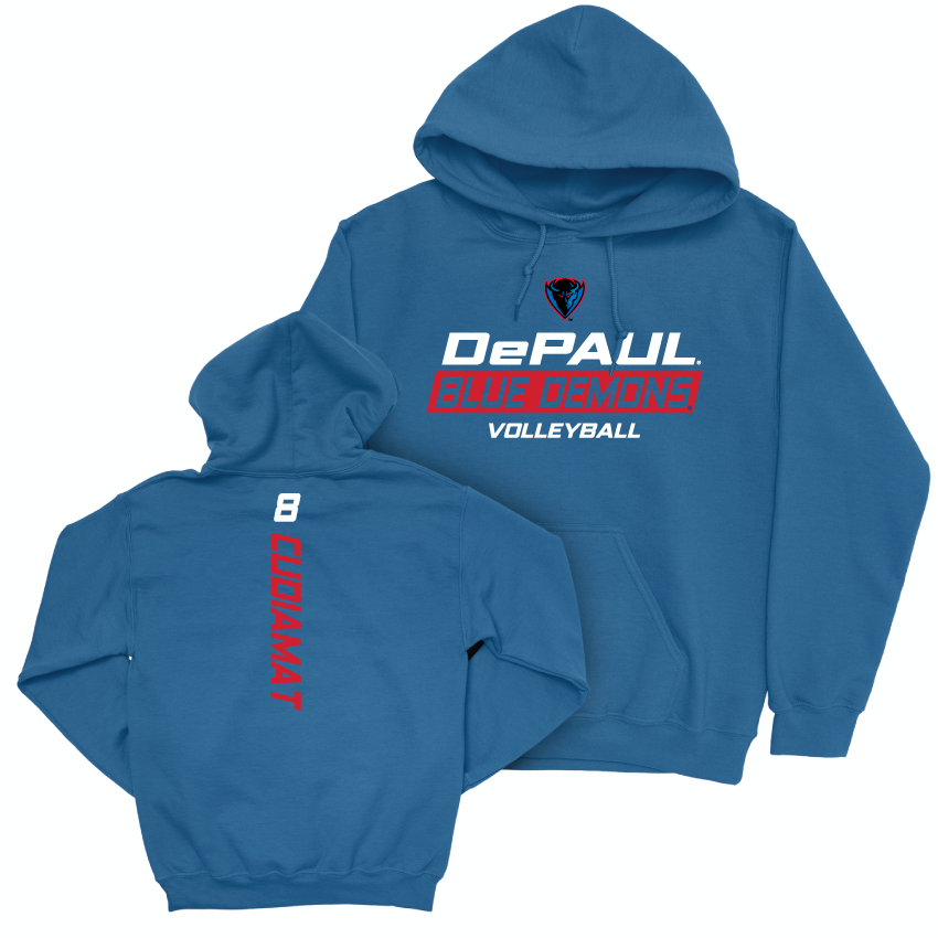 DePaul Volleyball Royal Rush Hoodie - Ashley Cudiamat | #8 Youth Small