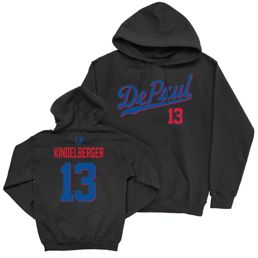 DePaul Volleyball Black Script Hoodie - Aly Kindelberger | #13 Youth Small