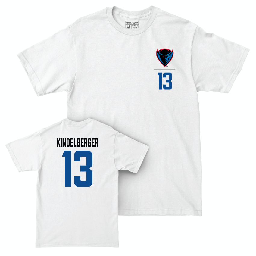 DePaul Volleyball White Logo Comfort Colors Tee - Aly Kindelberger | #13 Youth Small