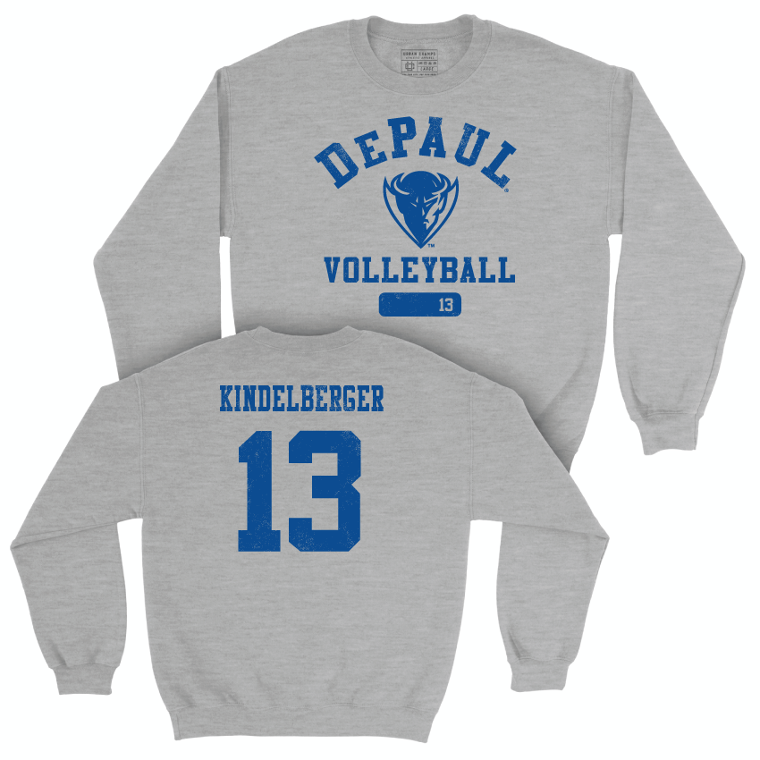 DePaul Volleyball Sport Grey Varsity Crew - Aly Kindelberger | #13 Youth Small