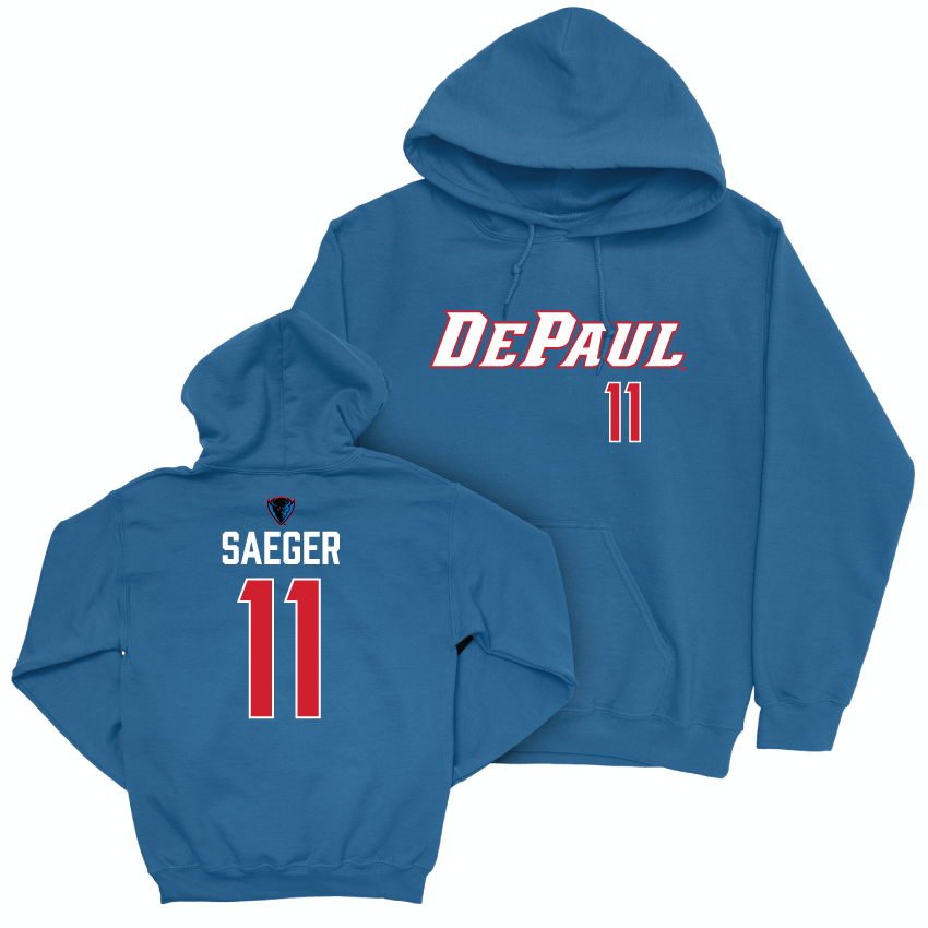 DePaul Women's Volleyball Royal Sideline Hoodie - Amanda Saeger | #11 Youth Small