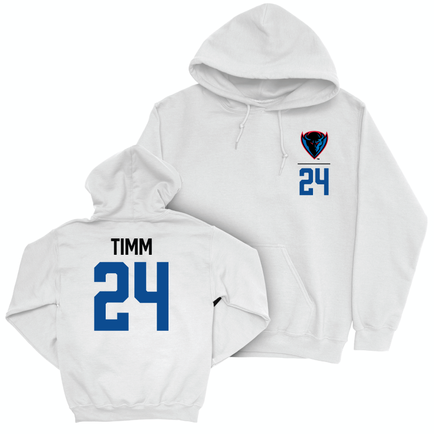 DePaul Women's Basketball White Logo Hoodie - Ally Timm | #24 Youth Small