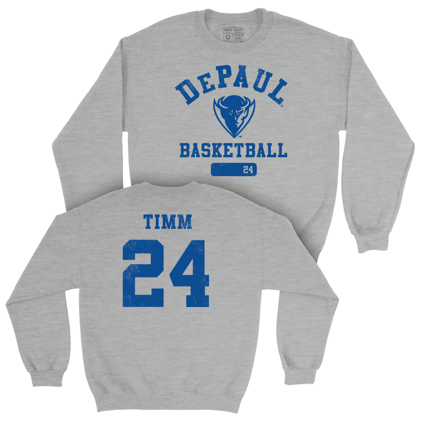 DePaul Women's Basketball Sport Grey Varsity Crew - Ally Timm | #24 Youth Small