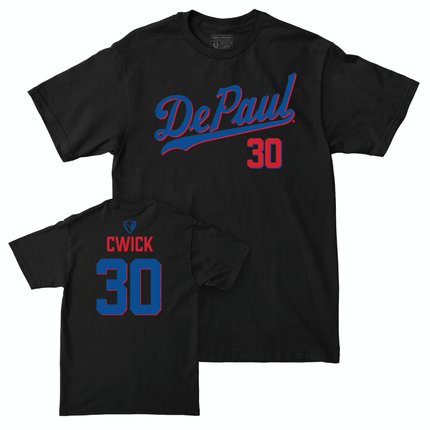 DePaul Softball Black Script Tee - Brooke Cwick | #30 Youth Small