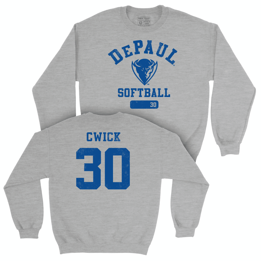 DePaul Softball Sport Grey Varsity Crew - Brooke Cwick | #30 Youth Small