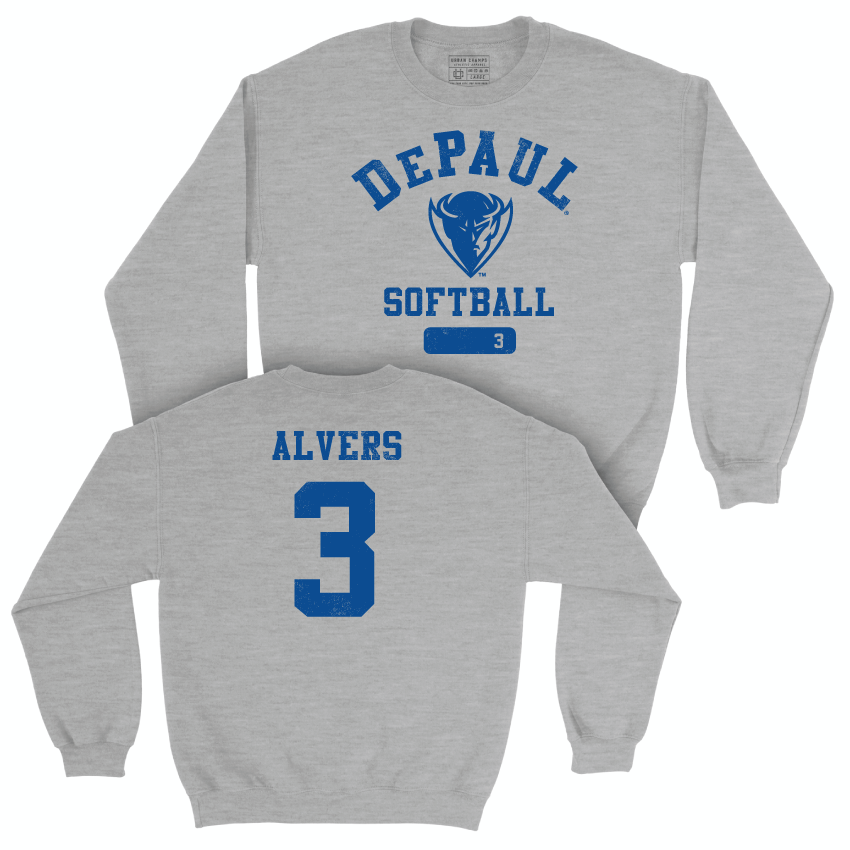 DePaul Softball Sport Grey Varsity Crew - Carly Alvers | #3 Youth Small