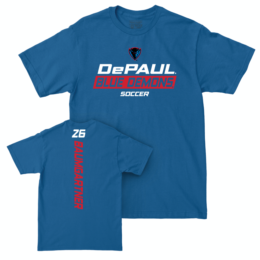 DePaul Men's Soccer Royal Rush Tee - Christian Baumgartner | #26 Youth Small