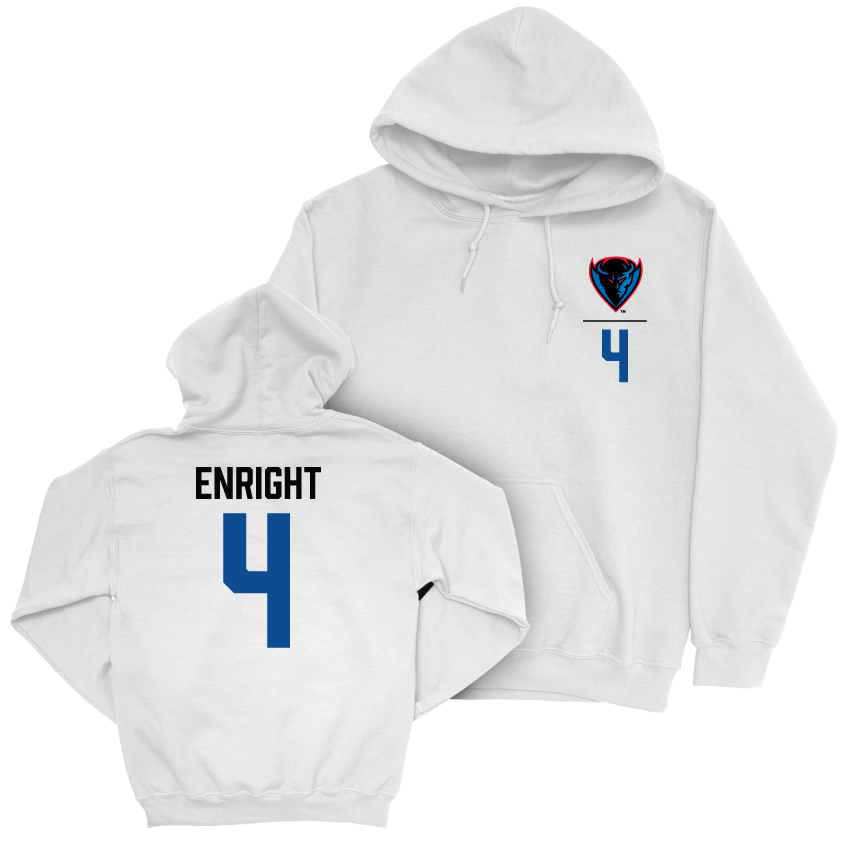 DePaul Men's Basketball White Logo Hoodie - Conor Enright | #4 Youth Small