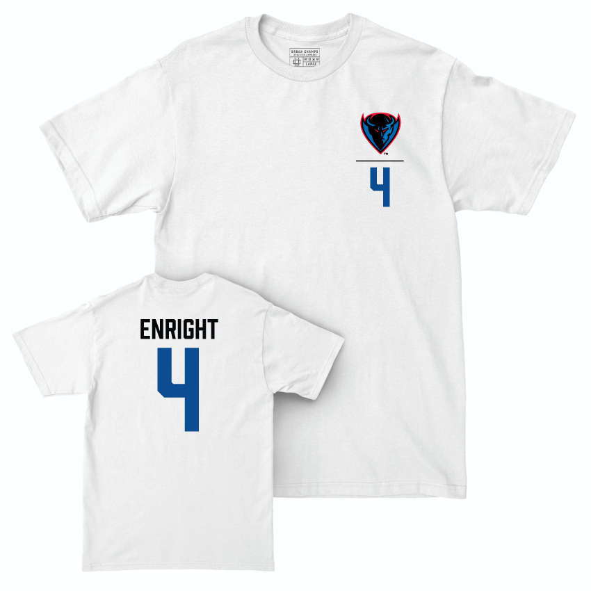 DePaul Men's Basketball White Logo Comfort Colors Tee - Conor Enright | #4 Youth Small