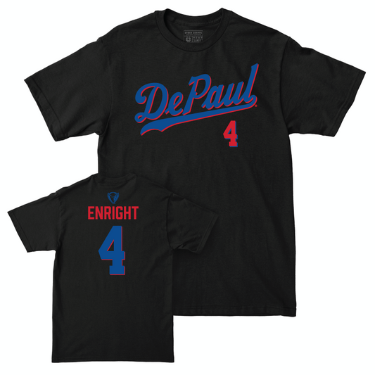 DePaul Men's Basketball Black Script Tee - Conor Enright | #4 Youth Small