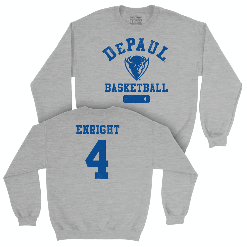 DePaul Men's Basketball Sport Grey Varsity Crew - Conor Enright | #4 Youth Small