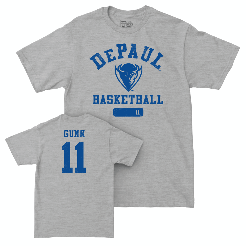 DePaul Men's Basketball Sport Grey Varsity Tee - CJ Gunn | #11 Youth Small