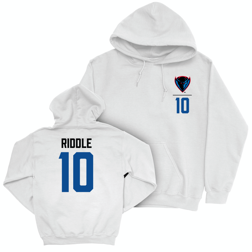 DePaul Men's Basketball White Logo Hoodie - Chris Riddle | #10 Youth Small