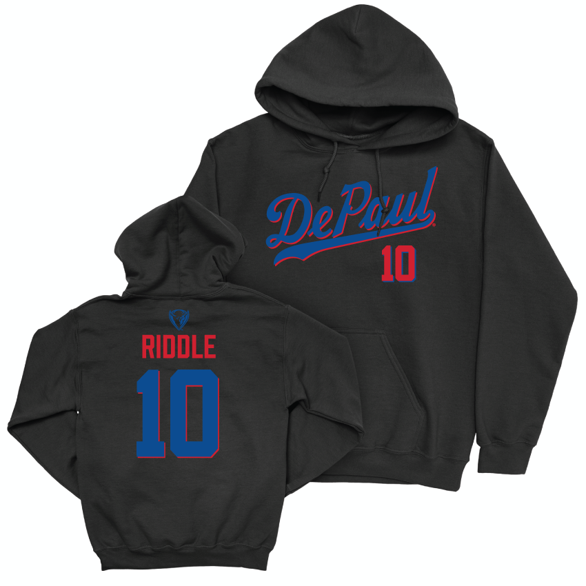 DePaul Men's Basketball Black Script Hoodie - Chris Riddle | #10 Youth Small