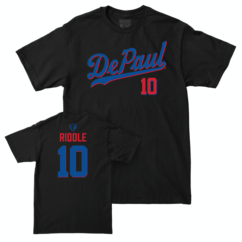 DePaul Men's Basketball Black Script Tee - Chris Riddle | #10 Youth Small