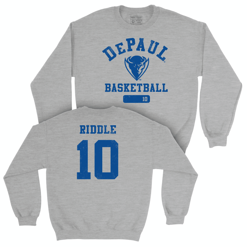 DePaul Men's Basketball Sport Grey Varsity Crew - Chris Riddle | #10 Youth Small