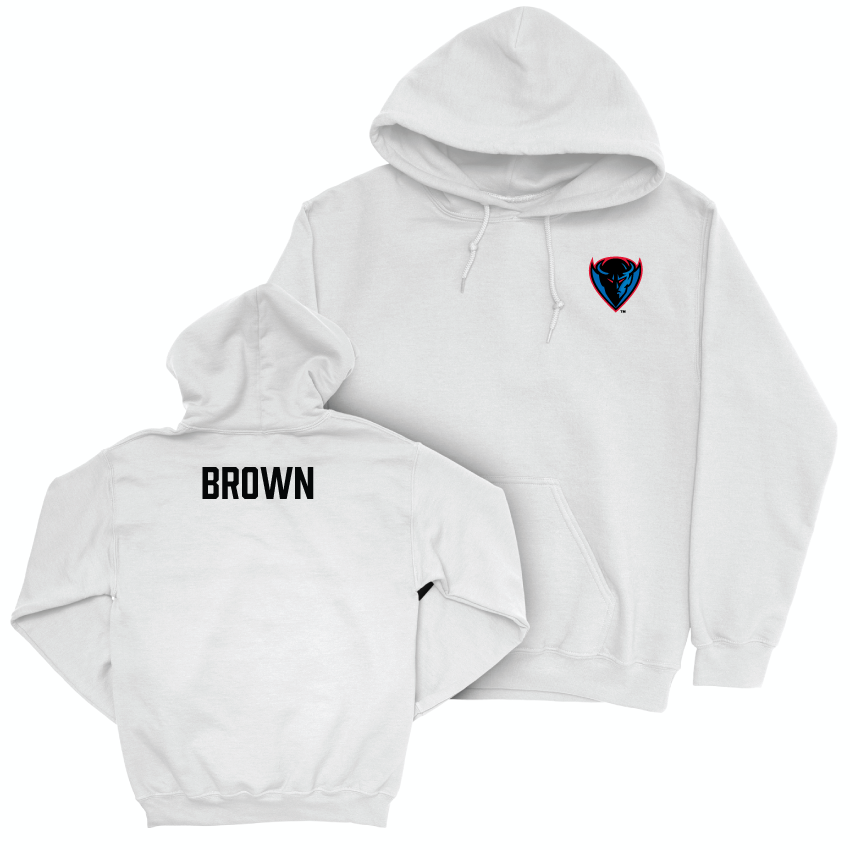 DePaul Men's Track & Field White Logo Hoodie - Darius Brown Youth Small