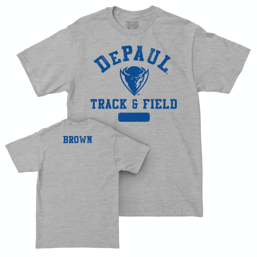 DePaul Men's Track & Field Sport Grey Varsity Tee - Darius Brown Youth Small