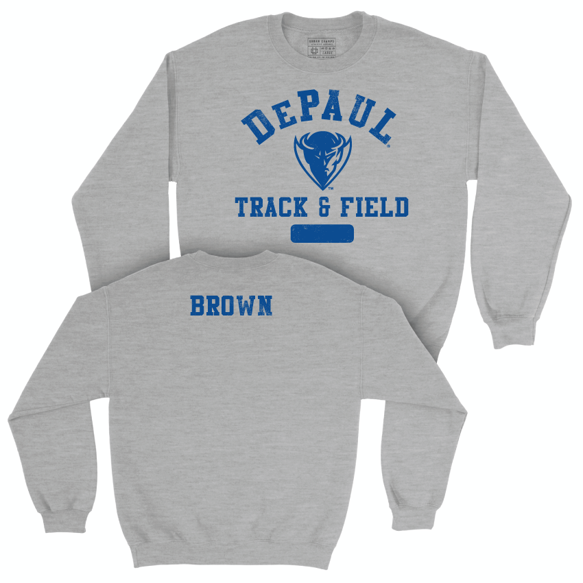 DePaul Men's Track & Field Sport Grey Varsity Crew - Darius Brown Youth Small