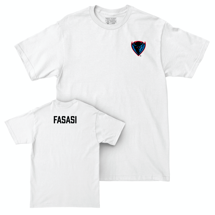 DePaul Men's Track & Field White Logo Comfort Colors Tee - Daniel Fasasi Youth Small