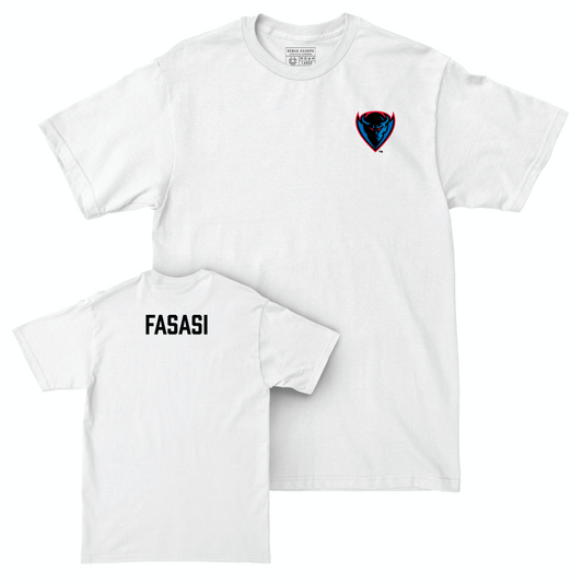 DePaul Men's Track & Field White Logo Comfort Colors Tee - Daniel Fasasi Youth Small