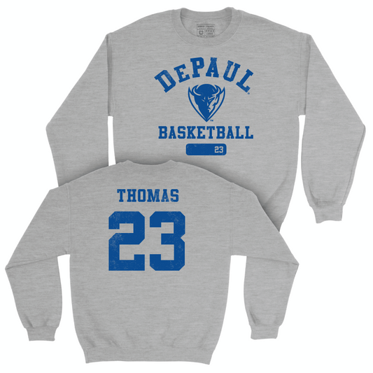 DePaul Men's Basketball Sport Grey Varsity Crew - David Thomas | #23 Youth Small