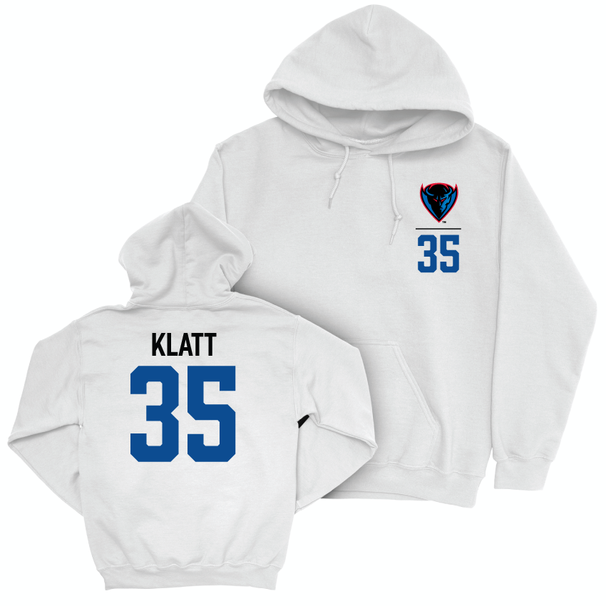 DePaul Women's Basketball White Logo Hoodie - Emory Klatt | #35 Youth Small