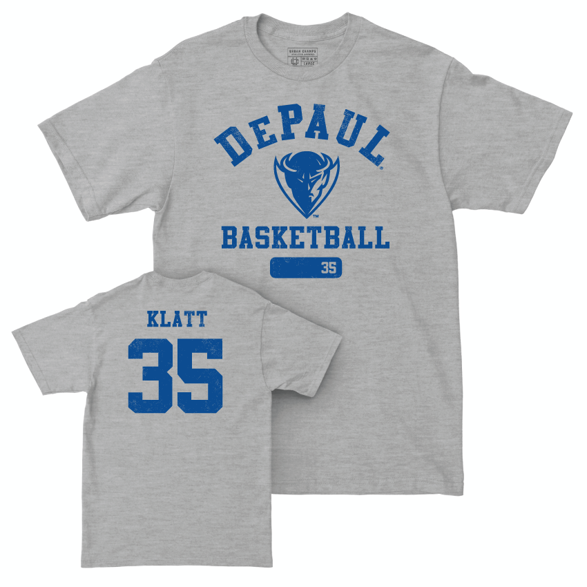 DePaul Women's Basketball Sport Grey Varsity Tee - Emory Klatt | #35 Youth Small