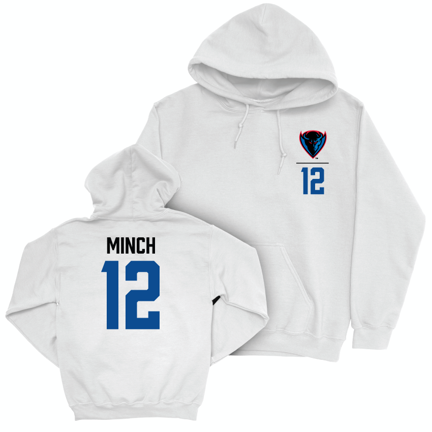 DePaul Women's Basketball White Logo Hoodie - Ellery Minch | #12 Youth Small