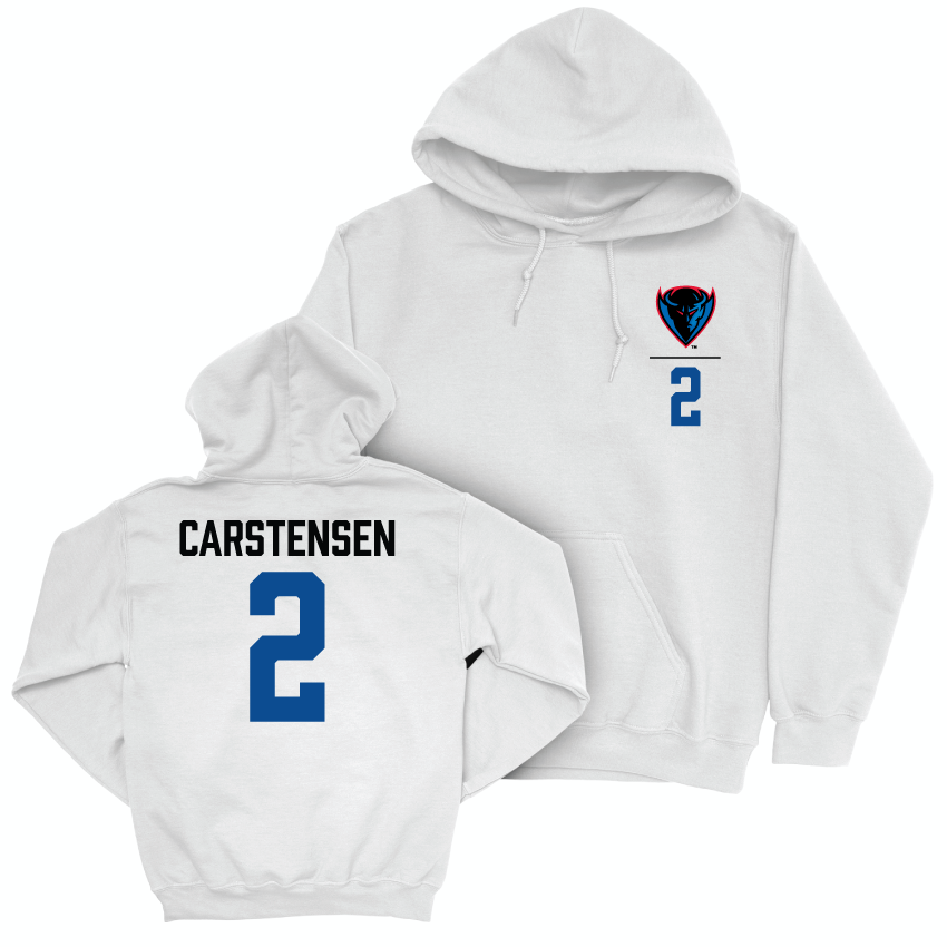 DePaul Women's Basketball White Logo Hoodie - Grace Carstensen | #2 Youth Small