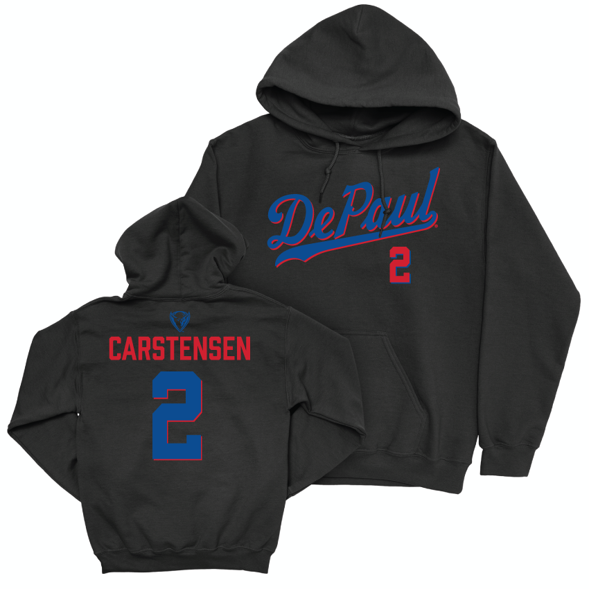 DePaul Women's Basketball Black Script Hoodie - Grace Carstensen | #2 Youth Small