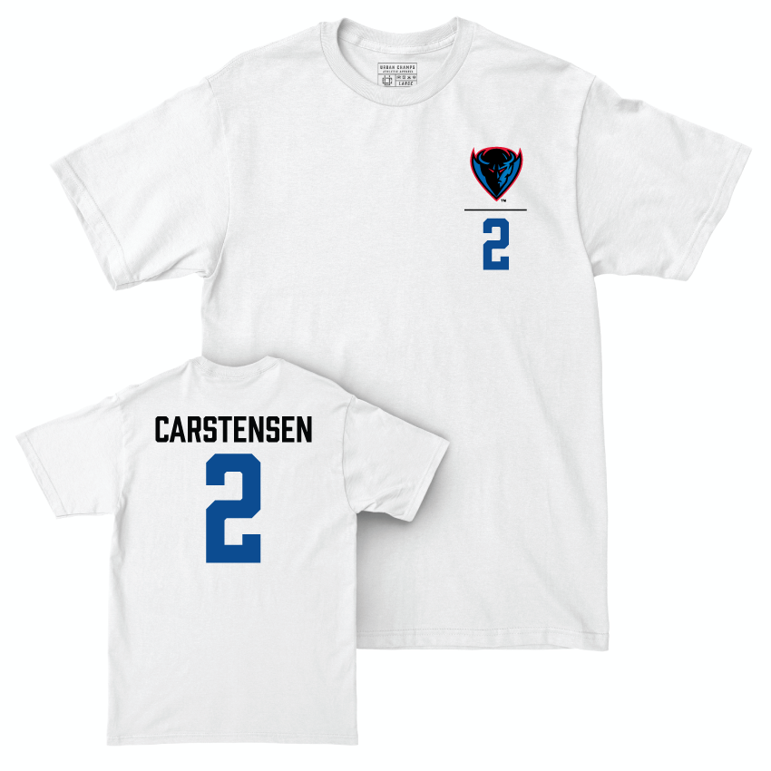 DePaul Women's Basketball White Logo Comfort Colors Tee - Grace Carstensen | #2 Youth Small