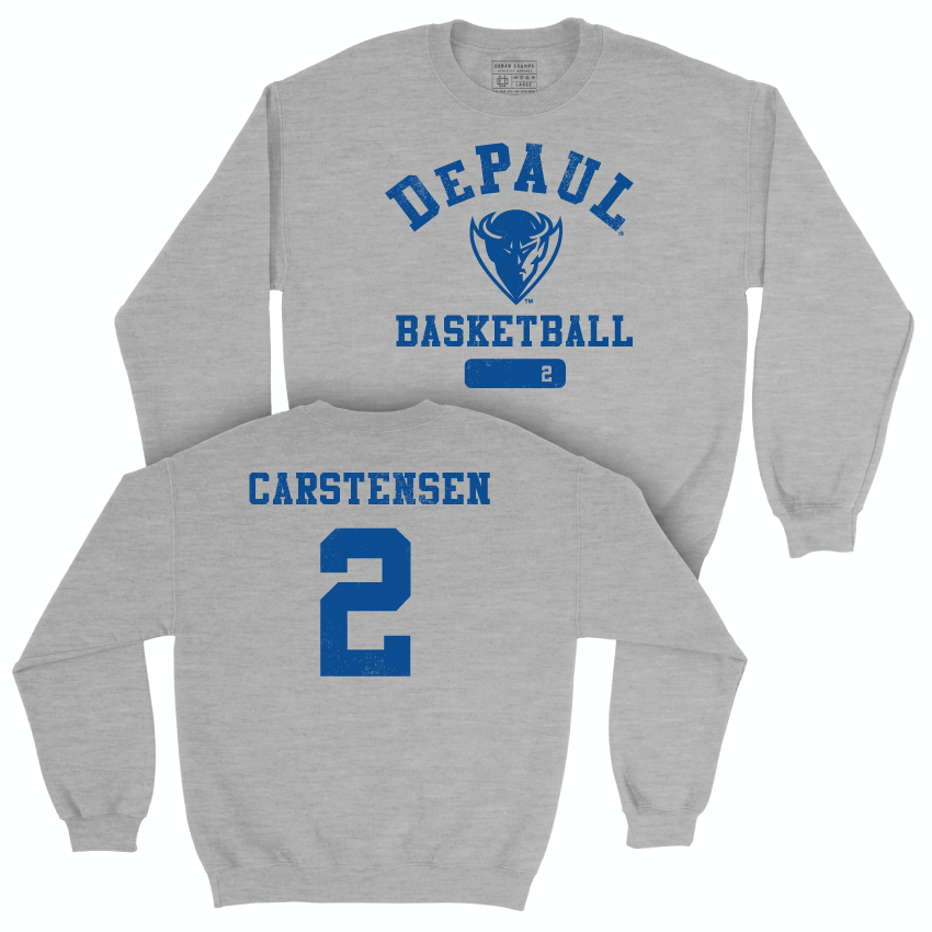 DePaul Women's Basketball Sport Grey Varsity Crew - Grace Carstensen | #2 Youth Small