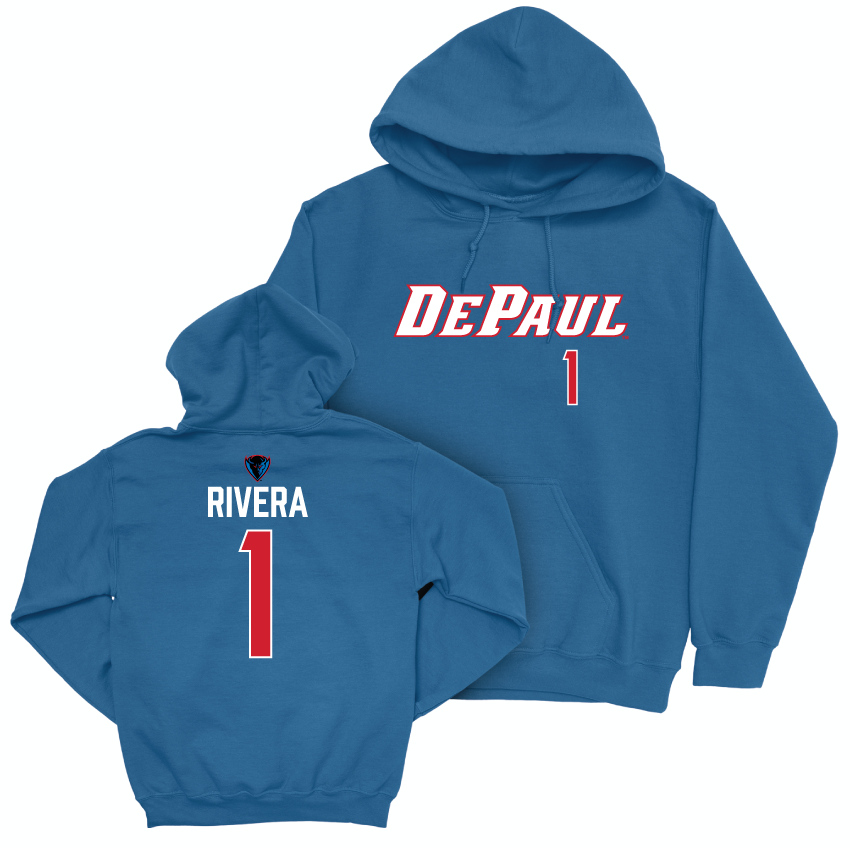 DePaul Men's Basketball Royal Sideline Hoodie - Isaiah Rivera | #1 Youth Small