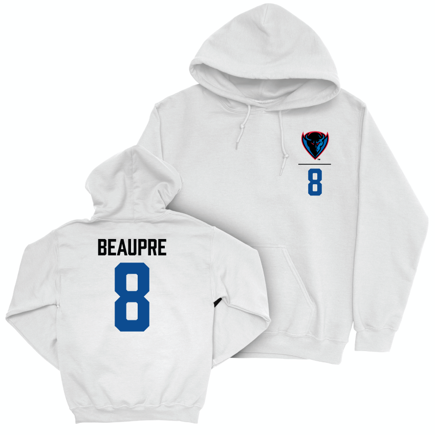 DePaul Softball White Logo Hoodie - Kelly Beaupre | #8 Youth Small