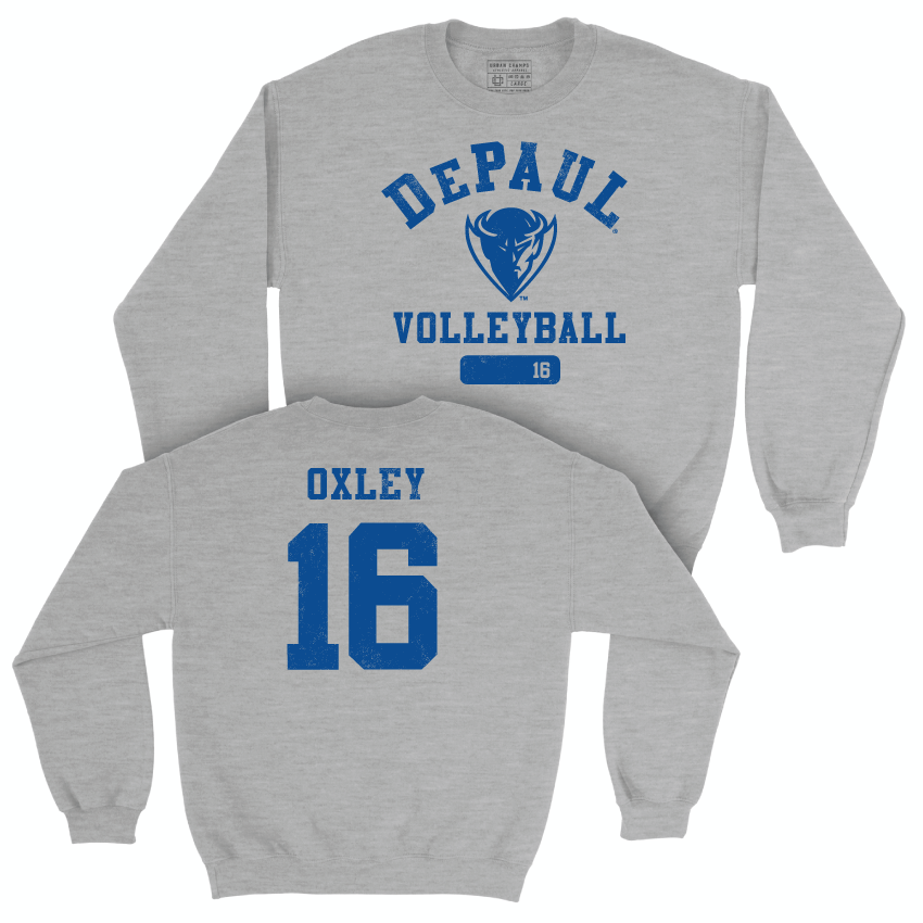 DePaul Volleyball Sport Grey Varsity Crew - Katelynn Oxley | #16 Youth Small