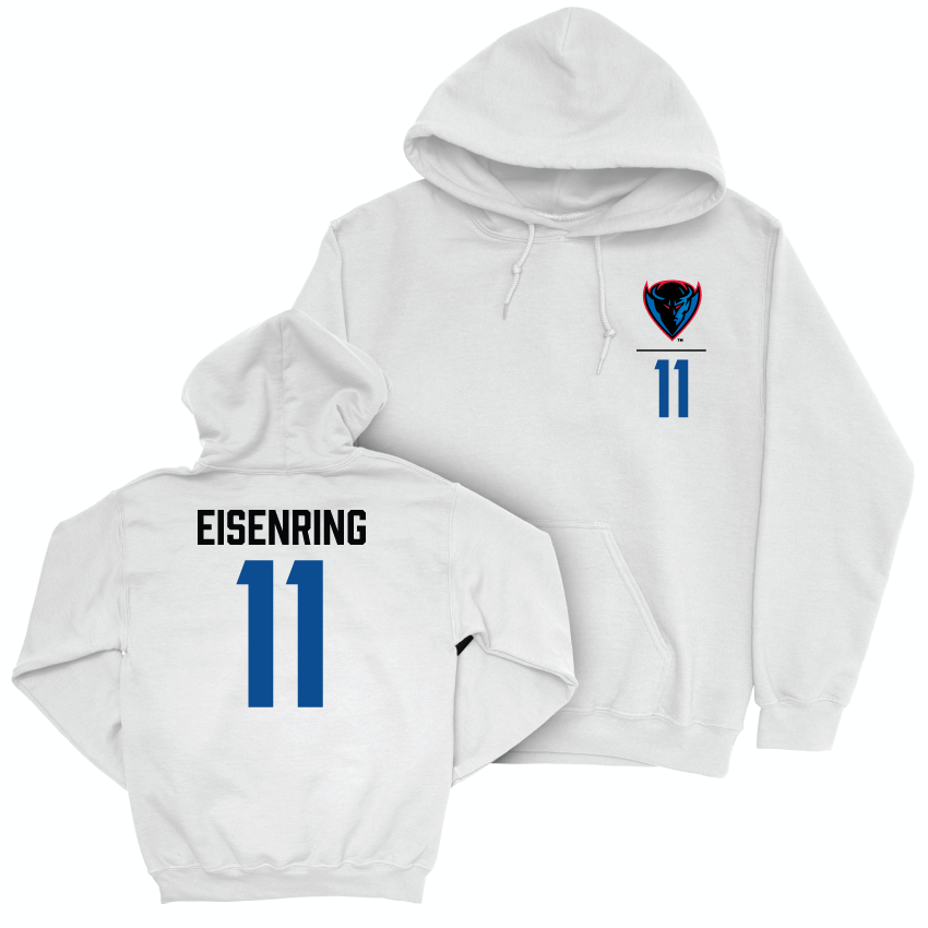 DePaul Women's Soccer White Logo Hoodie - Lea Eisenring | #11 Youth Small