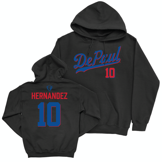 DePaul Men's Soccer Black Script Hoodie - Noeh Hernandez | #10 Youth Small