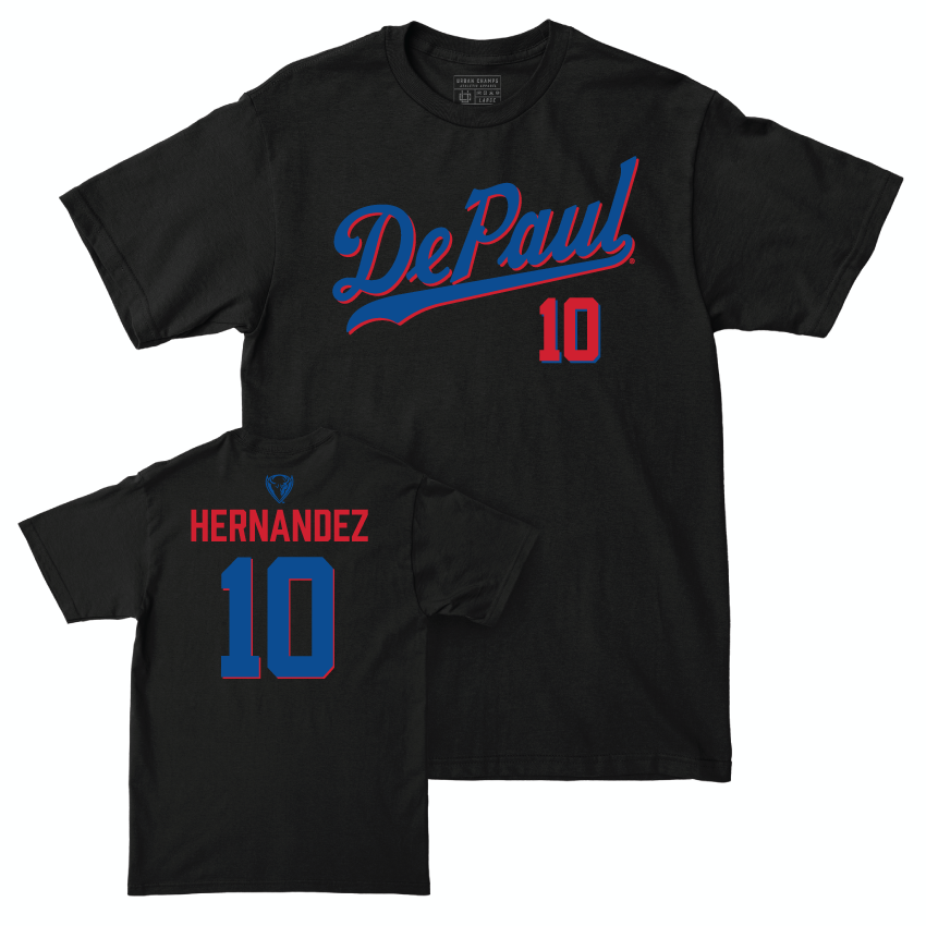 DePaul Men's Soccer Black Script Tee - Noeh Hernandez | #10 Youth Small