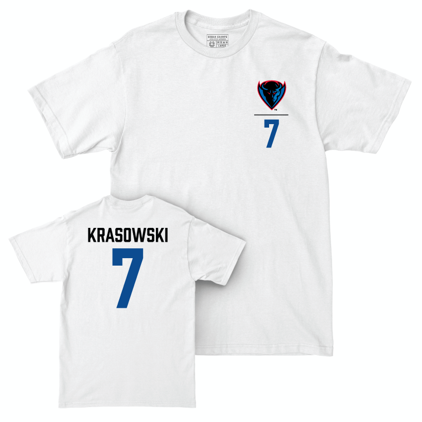 DePaul Volleyball White Logo Comfort Colors Tee - Rachel Krasowski | #7 Youth Small