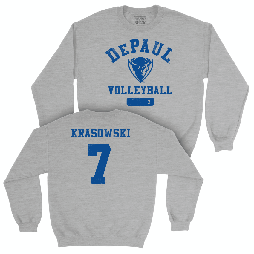 DePaul Volleyball Sport Grey Varsity Crew - Rachel Krasowski | #7 Youth Small