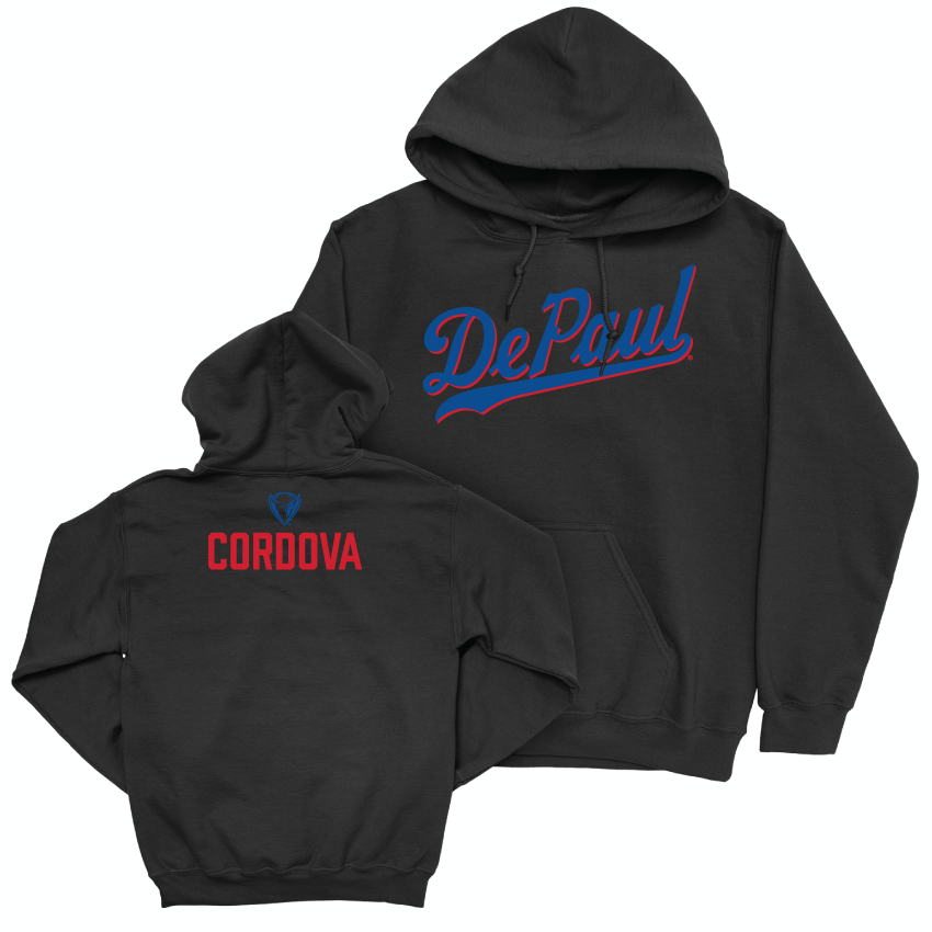 DePaul Women's Cross Country Black Script Hoodie - Sara Cordova Youth Small