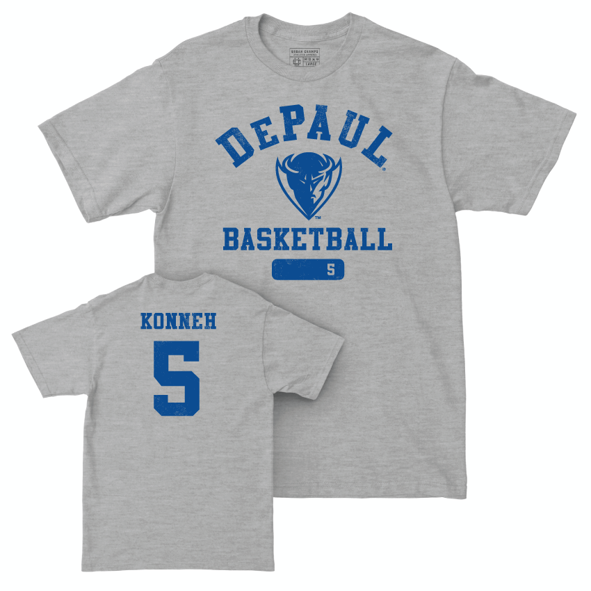 DePaul Men's Basketball Sport Grey Varsity Tee - Sekou Konneh | #5 Youth Small