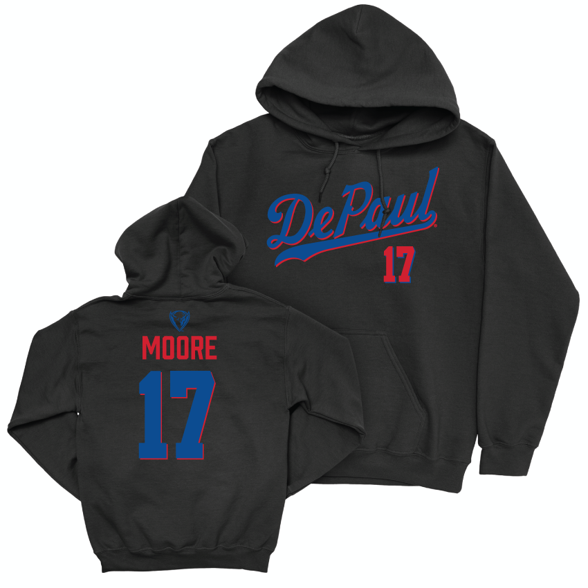 DePaul Men's Soccer Black Script Hoodie - Sam Moore | #17 Youth Small